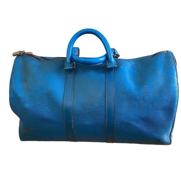 Louis Vuitton 1995 “Keepall 50” travel duffle. Toledo blue Epi. One owner - Picture 5 of 16